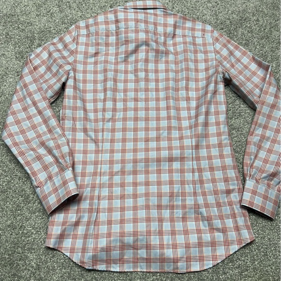 Emanuel Berg Shirt Mens M/L Blue Check Modern Fit Button Up Casual Dress Shirt - Picture 6 of 6